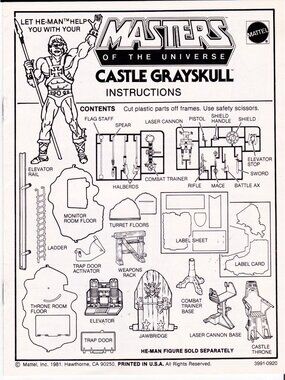 Masters of the Universe Castle Grayskull Instructions 1981 Mattel Booklet